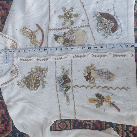 B.P. Design VTG Christmas Cardigan Sweater White Size Large - Picture 5 of 6